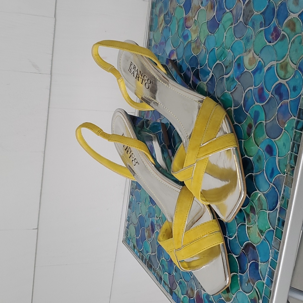 Yellow strappy heels